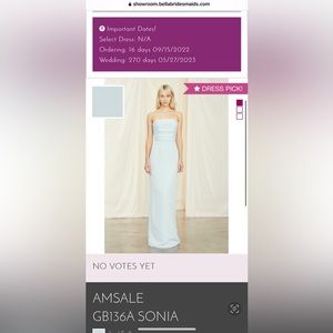 Bella Bridesmaids Amsale Blue Dress